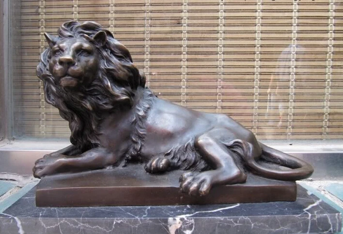 

Collectible bronze S2353 8 Signed Bronze & Marble Statue Hui Feng Fu Foo Dog Evil Guardian Lion Sculpture (B0413)