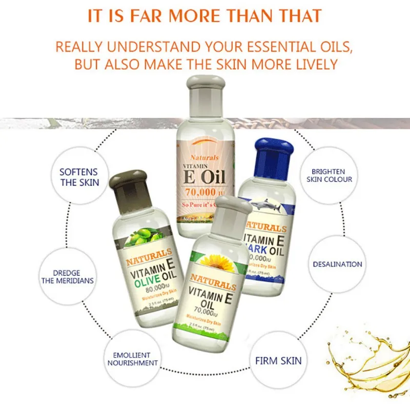 Увлажняющий Витамин Е эфирное масло Акула оливковое подсолнечное масло уход укрепление массажное эфирное масло для лица