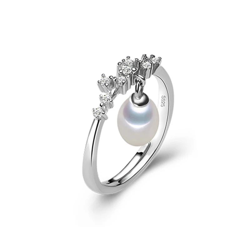 2016 Fashion 100 natural Pearl font b rings b font 8 9 mm white fashion Natural