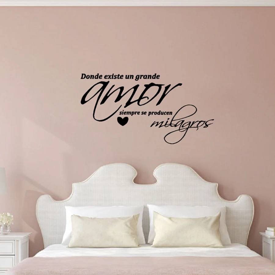 Испанский &quotArte de la pared dormitorio&quot Виниловые настенные наклейки Amor для украшения