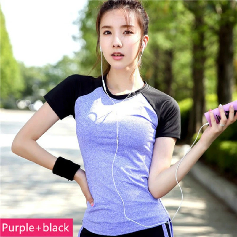 

Ladies Yoga Gym Sport T-shirts Dry Quick Women's Running Short Sleeve T-shirts Fitness Clothes Tees tops
