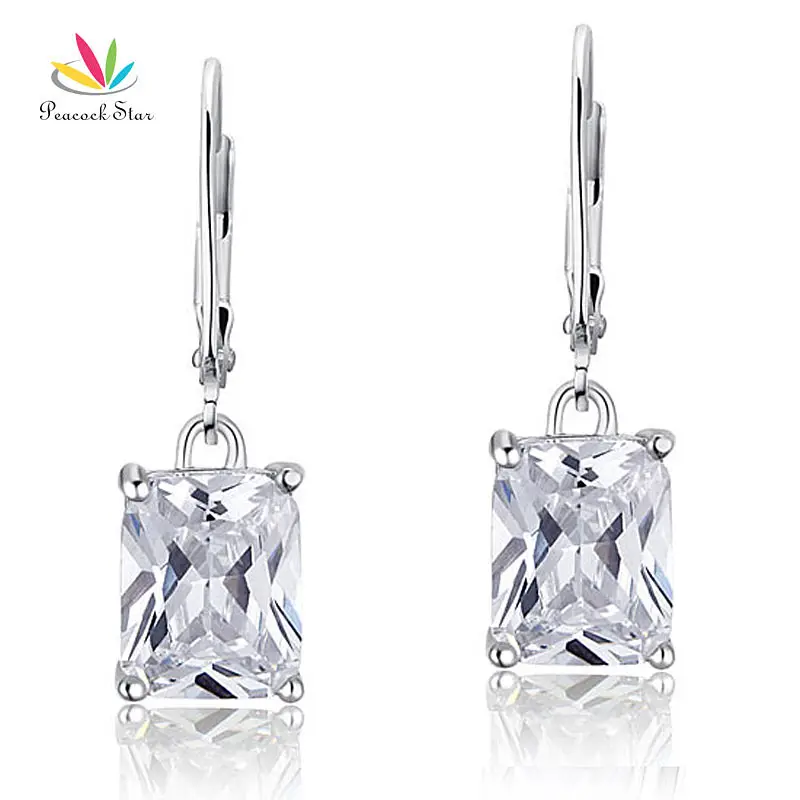 Серьги подвески из серебра 925 пробы 4 карата|dangle earrings|fashion dangle earringspeacock star |