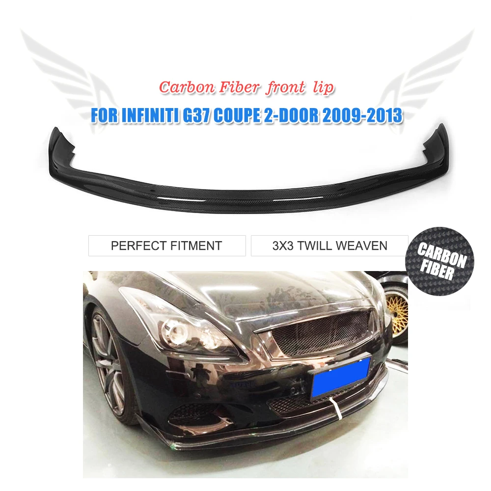 Carbon fiber car front bumper Lip spoiler Chin For Infinti G37 2door