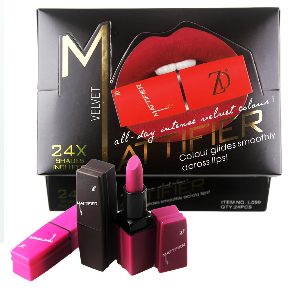 

ZD 24Pcs Matte Long-Lasting Moisturizing Lipstick Cosmetic 24 Colors Sexy Lip Gloss Waterproof Lip stick Beauty Lips Makeup L090