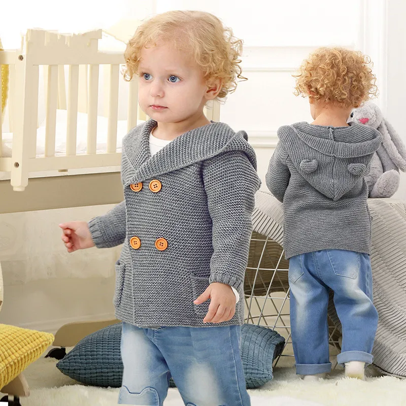 Autumn winter Infant knit sweater hooded jacket Fashion Kids Clothing