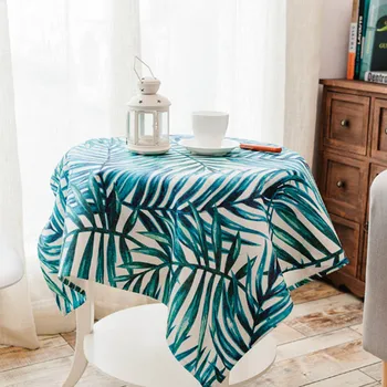 

Table Cloth Rectangular Cotton Linen Pastoral Style Leaves Printed Tablecloth Home Protection and Decoration Elegant Table Cover
