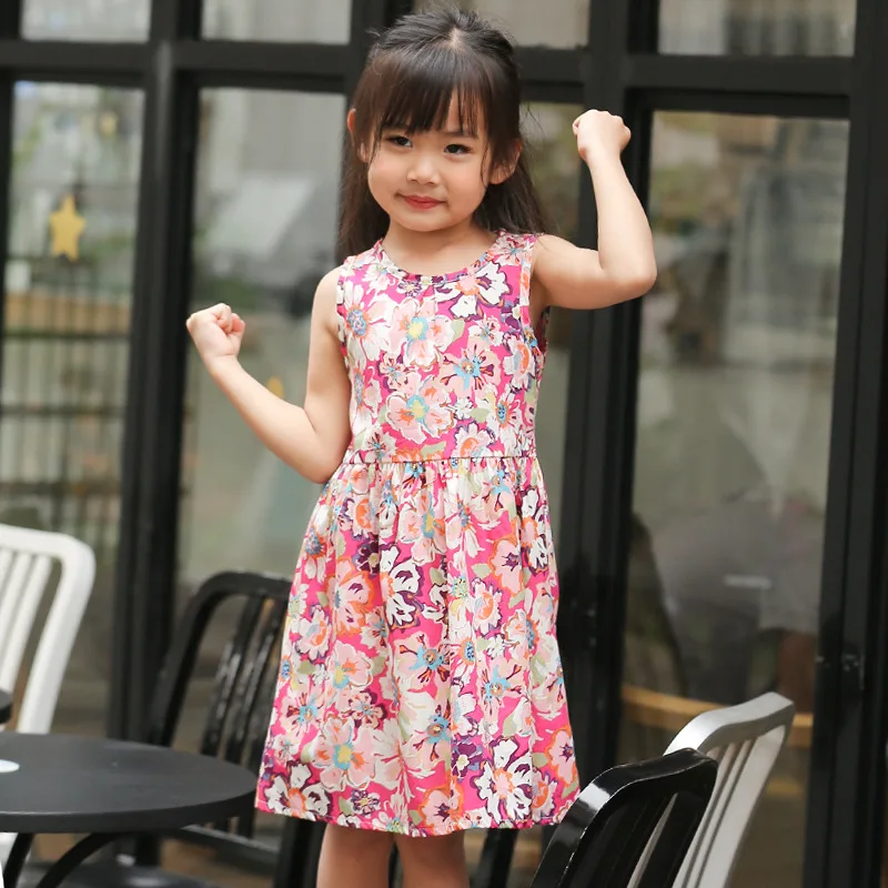 Для девочек летние платья из хлопка платье с цветочным рисунком Детские Платья для девочек Детские платья для девочек От 2 до 10 лет
