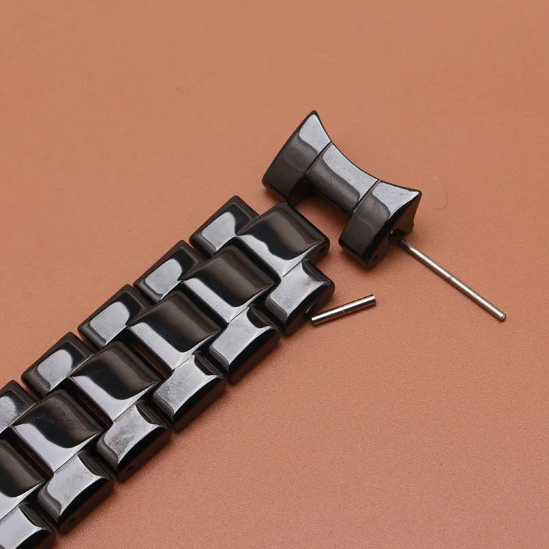 Черный керамический ремешок для часов с загнутыми концами для aR 1410 1400, модные ремешки для часов, браслет, Пряжка из нержавеющей стали