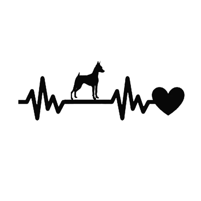 19*6.8Cm Pinscher Heartbeat Lifeline Vinyl Decal Creative Cartoon Car Stickers Nero/Argento C6-1441
