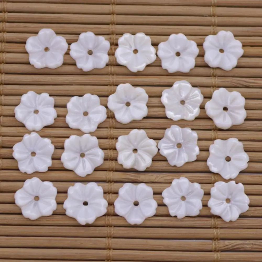 

20 PCS Shell Natural White Mother of Pearl Jewelry Making 10mm Flower