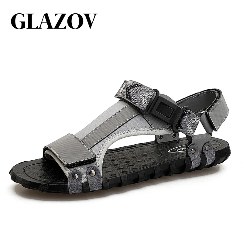 

GLAZOV Brand New Summer Fashion Men's Beach Sandals Outdoor Shoes Roman Men Casual Shoes Lighted Slip On Flip Flops Good Quality