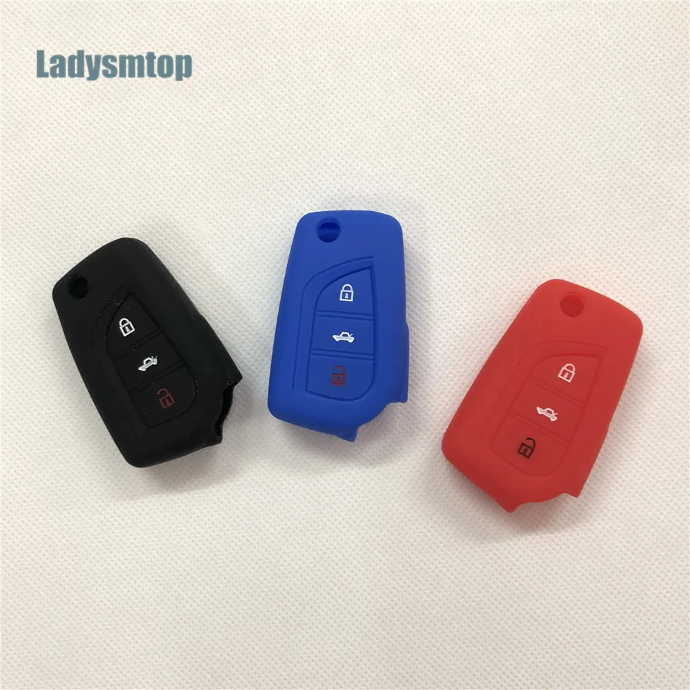 

3 Button Silicone Car Remote Key Fob Shell Cover Case For Toyota Auris Corolla Avensis Verso Yaris Aygo Scion TC IM 2015 2016