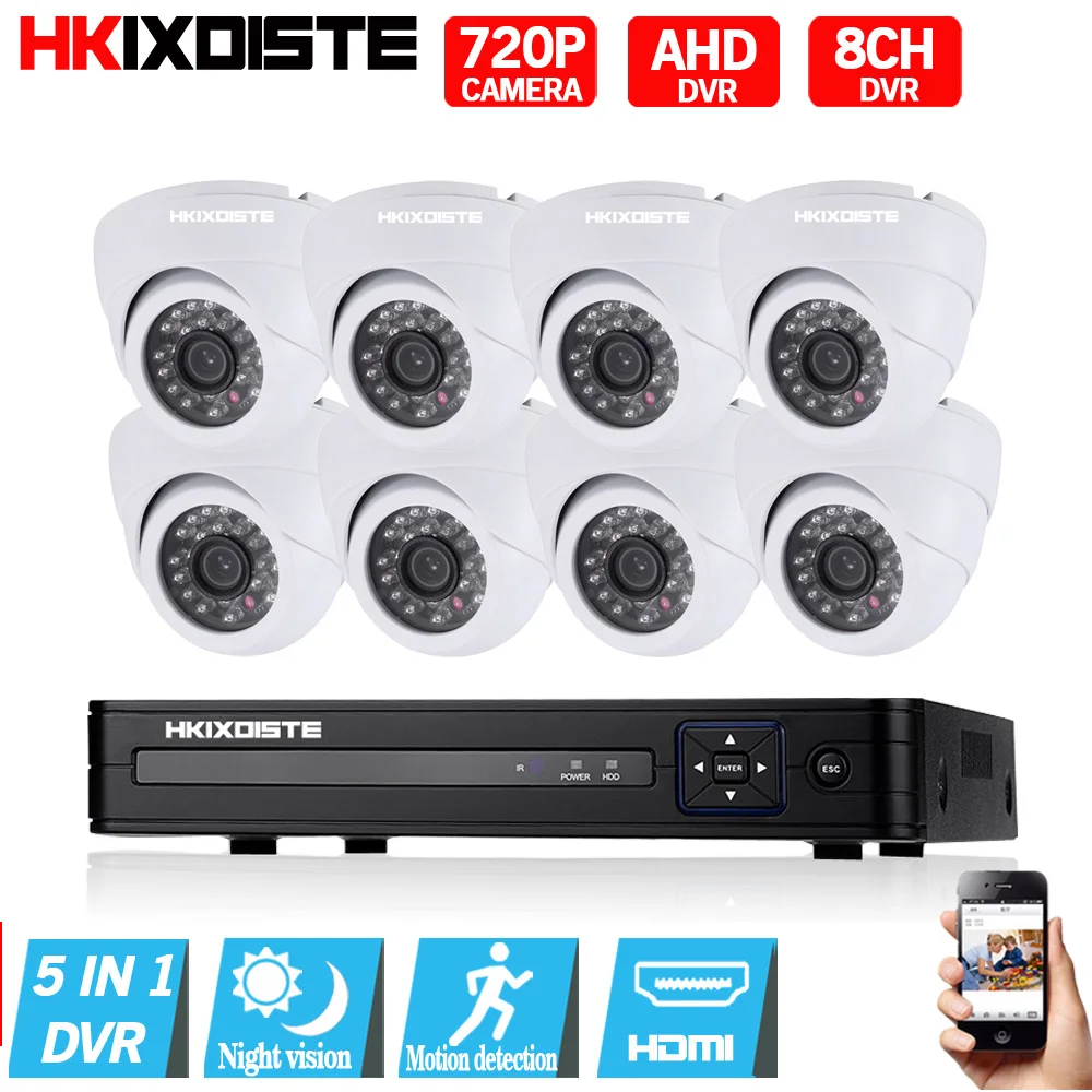 

1080n 8ch System 8PCS 2000TVL Indoor Nightvision Security Camera 8CH 720P DVR Day/Night DIY Kit Video Surveillance System white