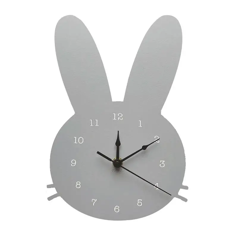 Us 10 25 28 Off Nordic Style Wooden Clock Girls Bedroom Children S Room Cartoon Mute Rabbit Wall Decoration Home Ornaments In