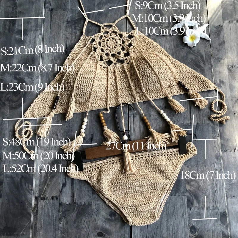 2019 diseño borla hueco de punto traje de baño Bikinis Bohemia mujeres traje de baño Sexy Tankini damas trajes de baño