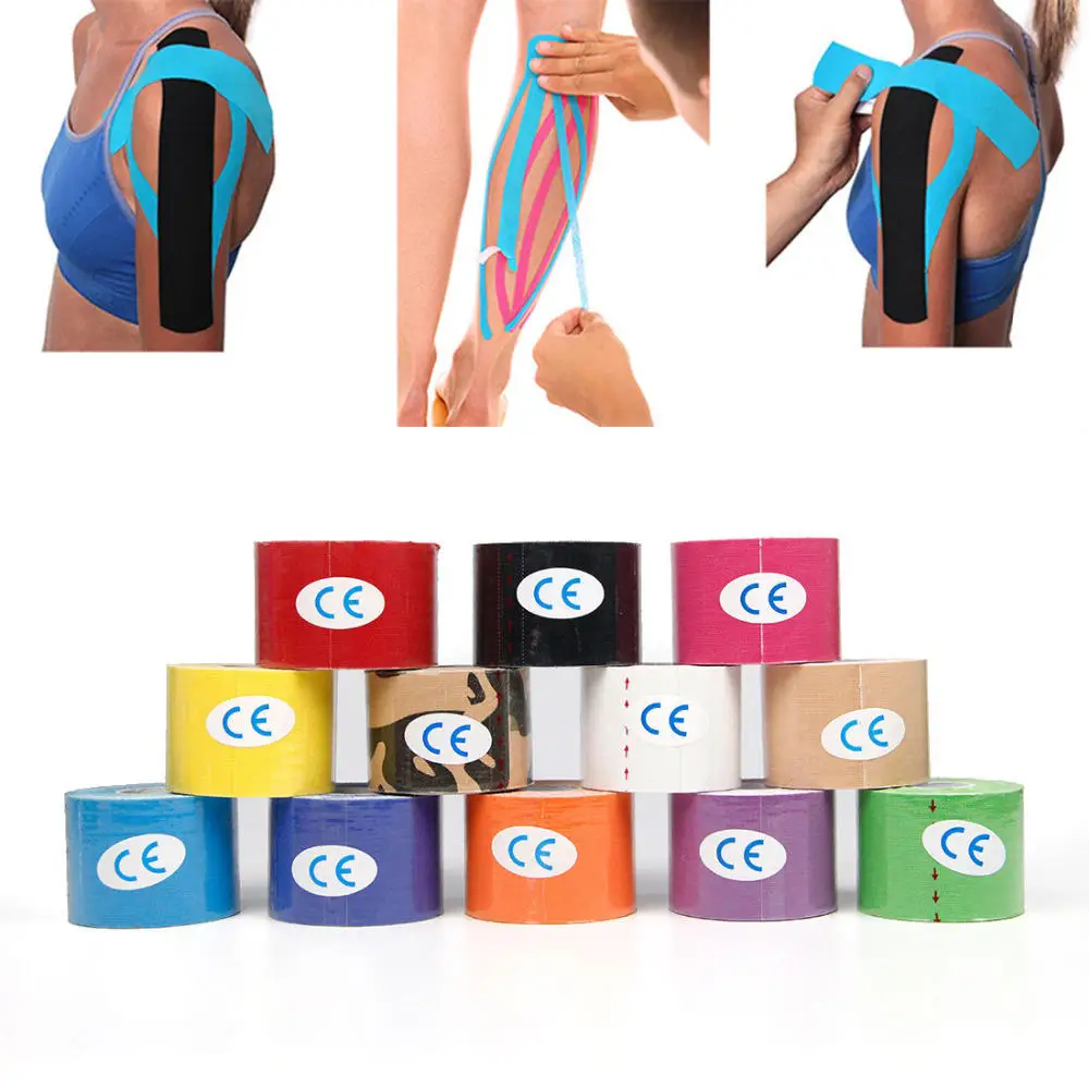 Лучший! Спорт Фитнес Кинезиология Лента Уход Kinesio Roll Хлопок Эластичный клей Мышечная повязка Напряжение Лучший!