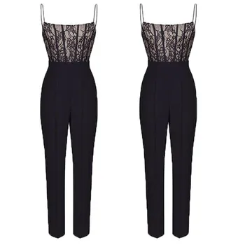 

Trendy Women clothes Casual Lace Sleeveless strap transparent Jumpsuit off shoulder Ladies Polyester Romper one pieces