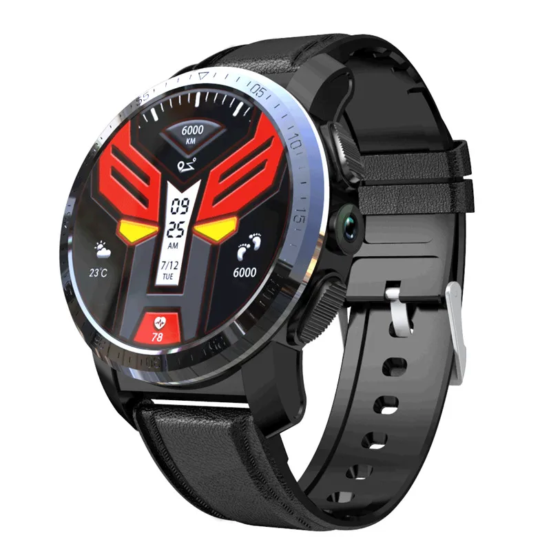 Смарт-часы kospet Optimus pro с двумя системами, Android телефон, 3 ГБ, 32 ГБ, 800 мАч, аккумулятор, камера, gps, пульсометр, умные часы, водонепроницаемые - Цвет: balck  leather