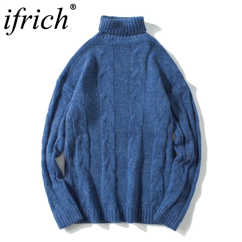 Knitted Turtleneck Men Sweater Man Solid High Collar