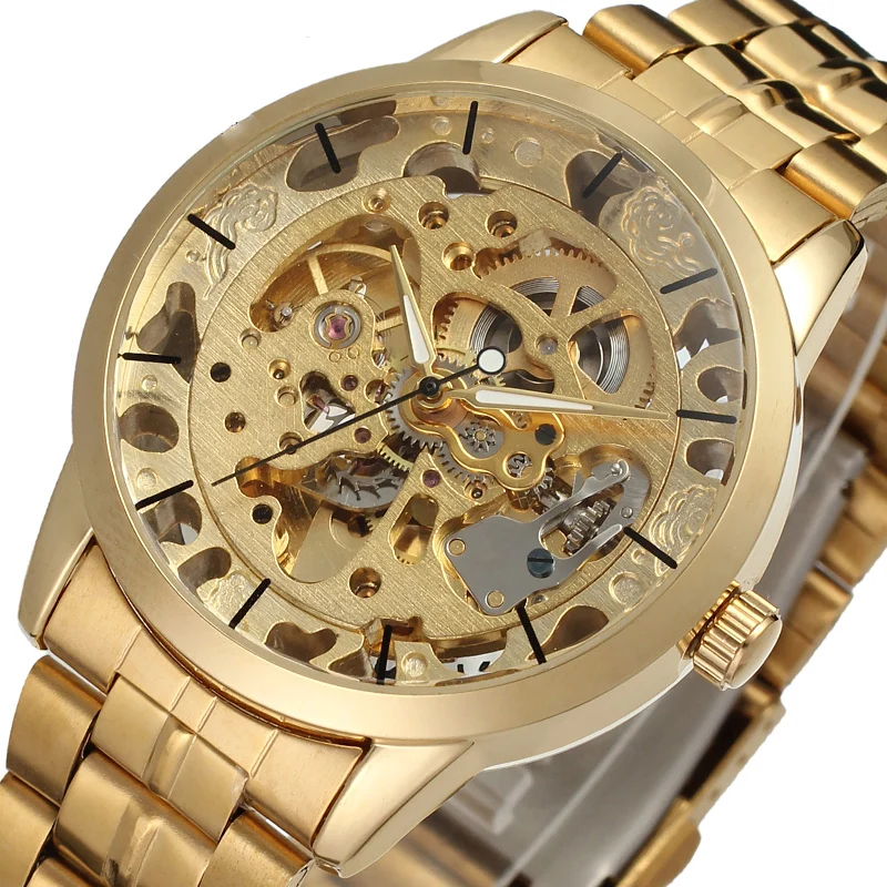 Prix pour Or de luxe Hommes Pleine Acier Transparent Montre Squelette Automatique Mécanique montres Steampunk Horloge hommes Relogio Masculino 2016 Prix pour Or de luxe Hommes Pleine Acier Transparent Montre Squelette Automatique Mécanique montres Steampunk Horloge hommes Relogio Masculino 2016