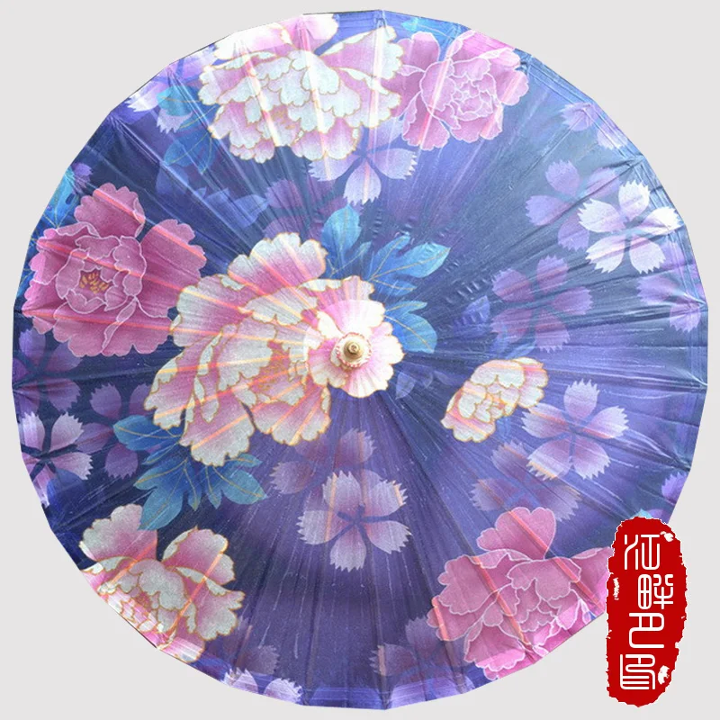 JIANGPANYUE Ancient Chinese Handmade Colorful Purple Bottom Peony Flowers Oiled Paper Umbrella Cosplay Parasol | Дом и сад