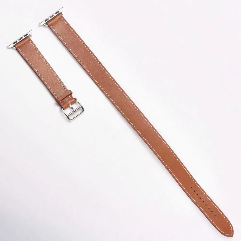Удлиненная кожаная Петля Double Tour для Apple Watch ремешок 38 мм 42 мм 40 мм 44 мм для iwatch серии 5 4 2 3 1
