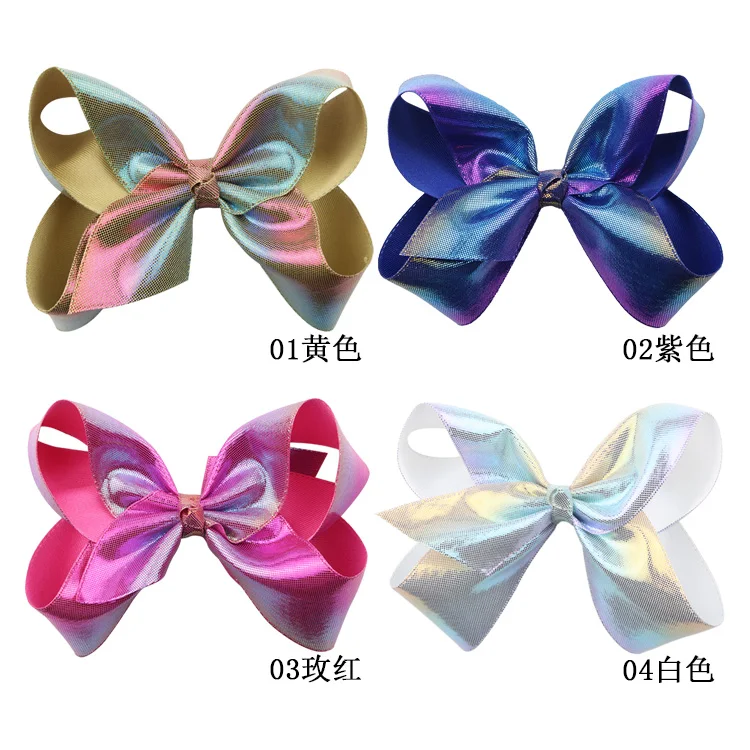 1piece JoJo Clip Mermaid Large Rainbow Glittering Gradient Hair Bows With Clips For Kids Girls Hairpins Handmade Hair Accessory (8)