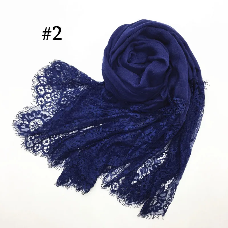 1PCS Hot sale fashion cotton and viscose lace scarves muslim head Scarf shaws soild elegant lady simple flowers high quality