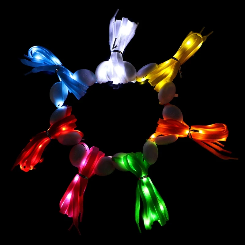 

1Pair 4 x Batteries LED Glowing Shoelaces Multi-color Flashing Luminous Outdoor Party Kit Shoestrings Luminous Shoelaces