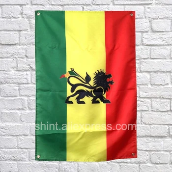 

Reggae Rasta Lion Flag Banner Music Rock Polyester 144* 96cm Hang on the wall 4 grommets Custom Flag indoor Jamaica