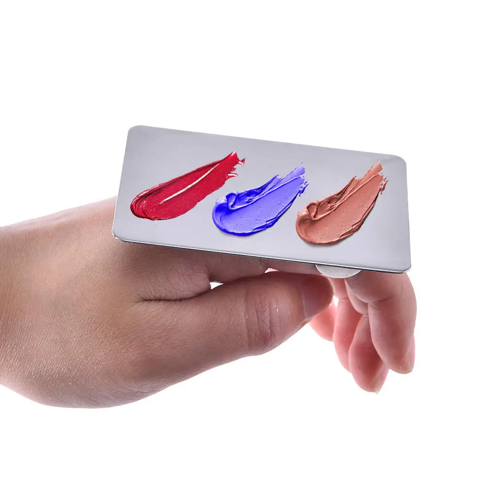 

Finger Ring Color Palette Make Up Cream Holder Foundation Mixing Palette Cosmetic Make Up Tool Stainless Steel Plate