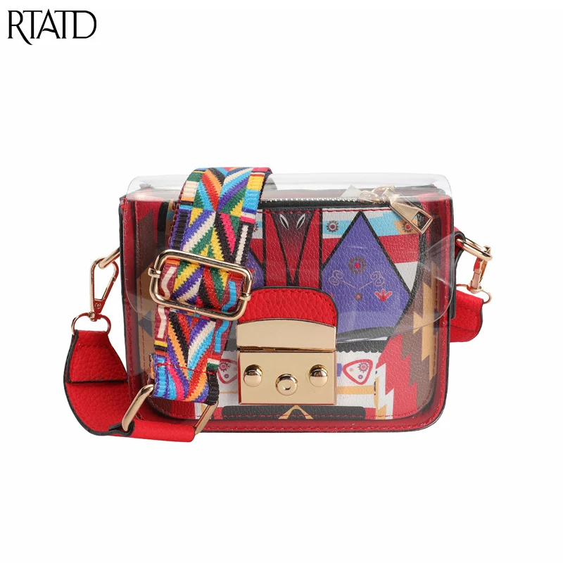 

RTATD New Summer Small Flap Bag With Wallet PVC & PU Leather Handbags Women Ladies Shoulder Messenger Bags With Width Strap B229