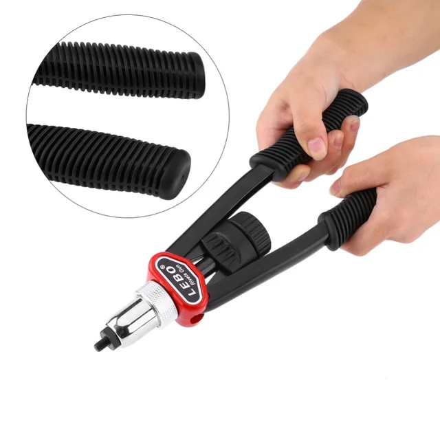 Hand Nut/Thread Riveter Rivet Gun Set with Nosepieces Blind Rivets Repair Tools 5mm 6mm 8mm 10mm 12mm