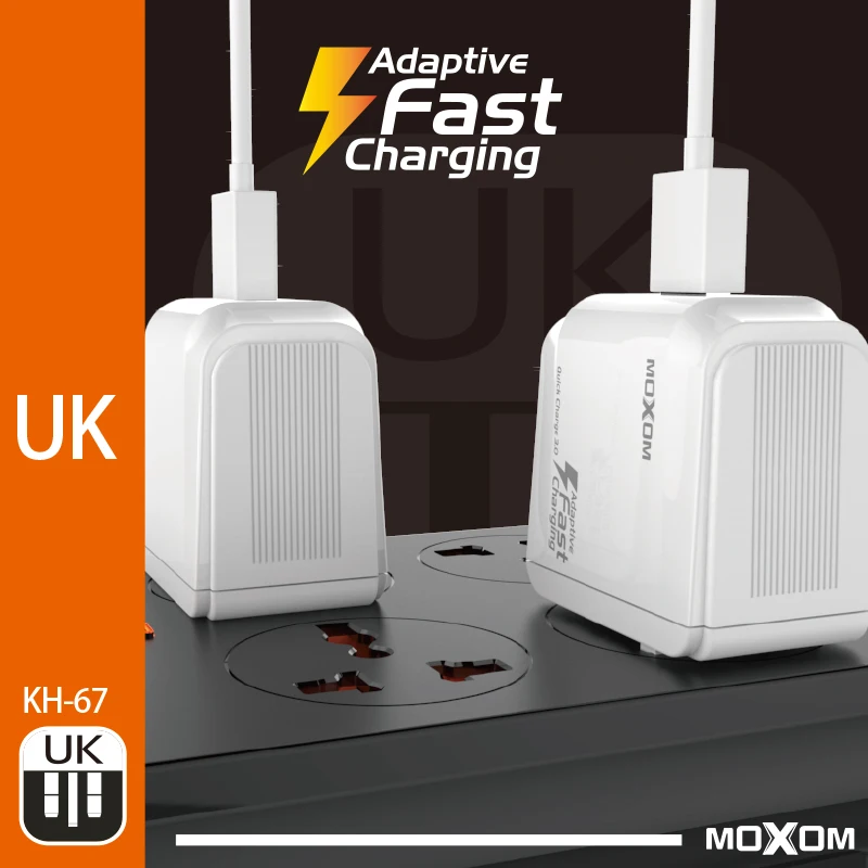 MOXOM Quick Charge 3,0 USB зарядное устройство QC3.0 QC Быстрая зарядка UK EU переходник настенное зарядное устройство для мобильного телефона для iPhone samsung Xiaomi