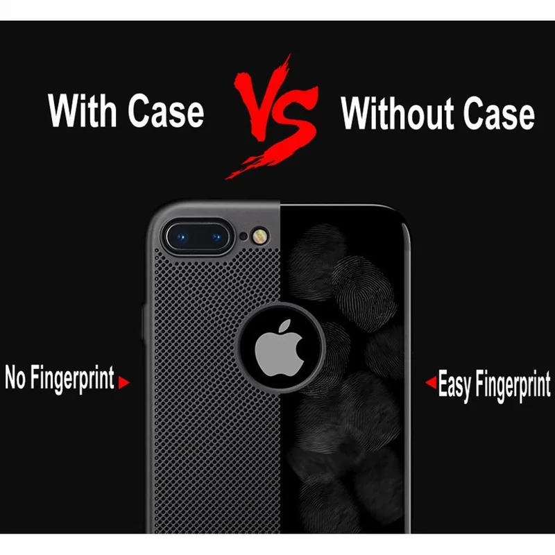 Portefeuille For iPhone 7 Plus Case Breathable Heat Dissipation Mesh Hard Back Phone Case Cover For iPhone 8 X 6 6S 5 5S SE Capa (5)