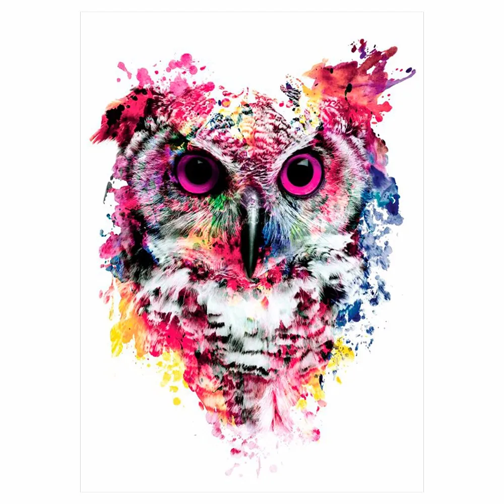 1 Sheet Colorful Drawing Temporary Tattoo Women Men Body Art Catoon Owl Decal Design KM-014 Waterproof Tattoo Sticker Watercolor (2)
