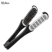 ФОТО Mythus Anti Static Boar Bristle Ceramic Hair Straightening Comb V Shaped DIY Hair Care Brush Comb  Salon Hairdressing Tools