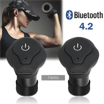 

Hot Bluetooth Headphones Mini Wireless Earbuds Sports Bass Earphone with Mic True Bass Twins Stereo In-Ear Earphone For Phone