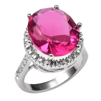 

Red Crystal Zircon With Multi White Crystal Zircon 925 Sterling Silver Factory price Ring For Women Size 6 7 8 9 10 11 F1479