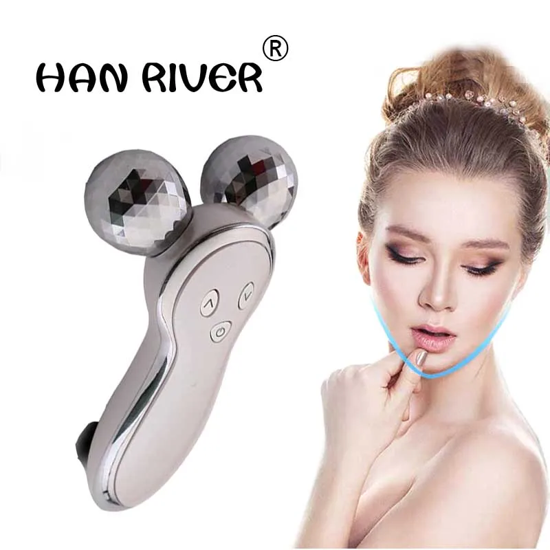 3 d micro electric current charging thin face acupuncture massager vibration roller V face lift