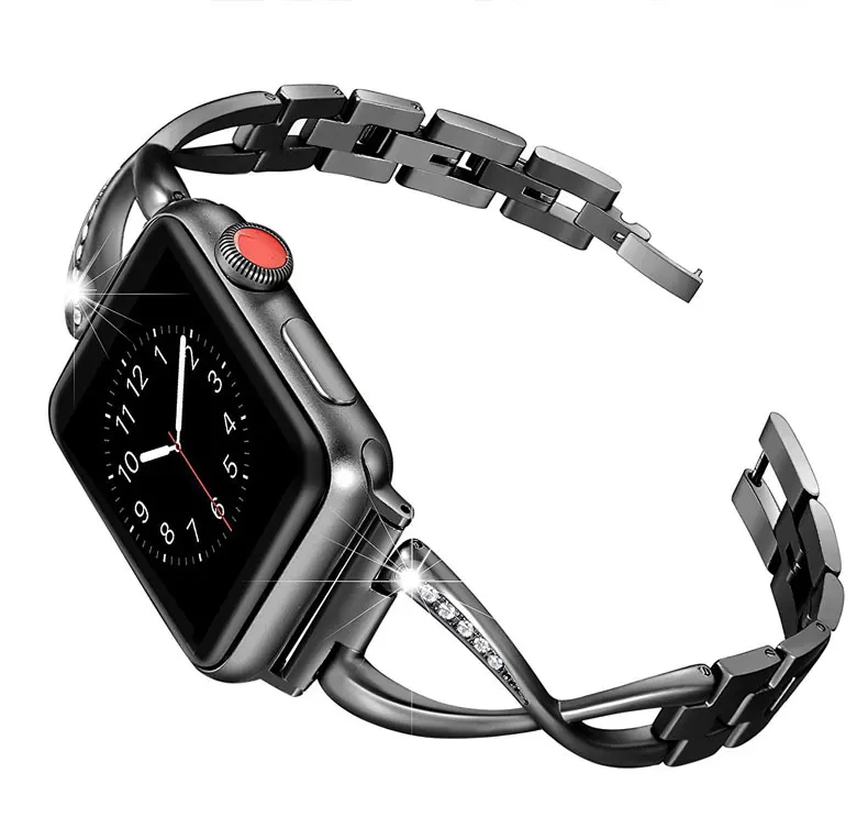 Алмазный женский ремешок для Apple watch 38 мм/42 мм iWatch 4 ремешок 40 мм/44 мм металлический браслет из нержавеющей стали Apple watch 4 3 21