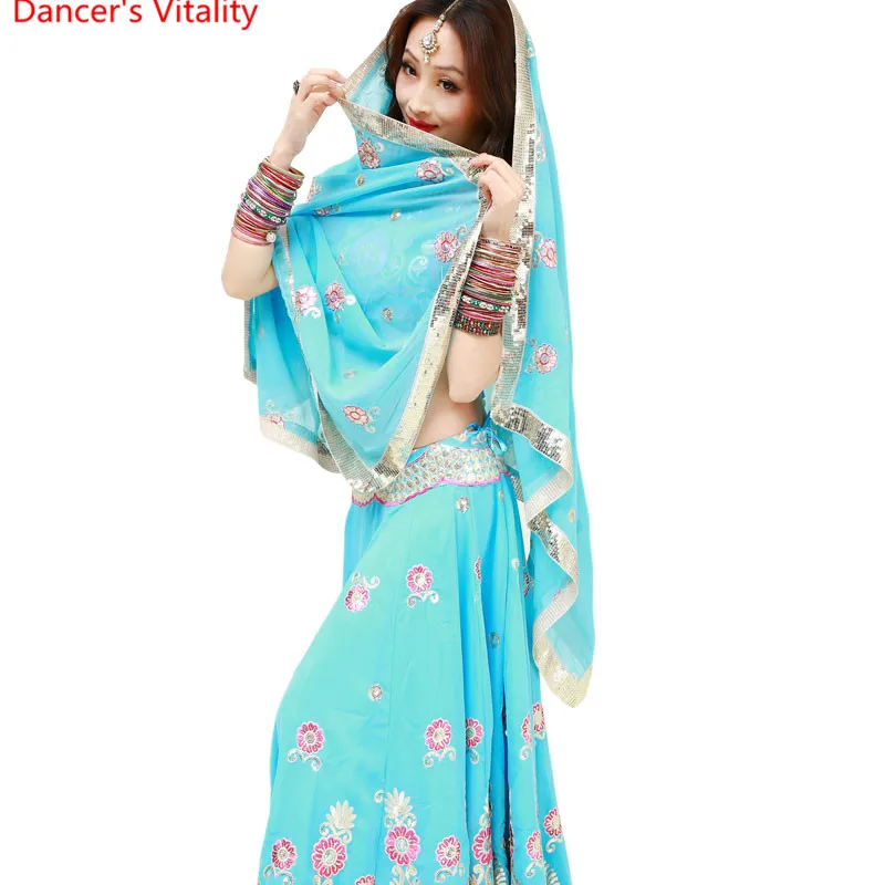 

Indian dance dancing Clothes performance Sari veil robe dress Top Trousers Skirt costume clothes wear clothing For Girls