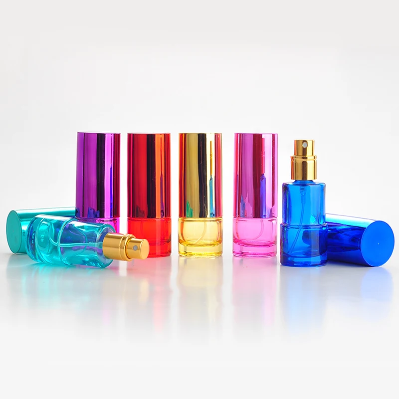 

20ML Fashion Shiny Portable Colorful Glass Perfume Bottle With Spray Empty Parfum Case For Lady