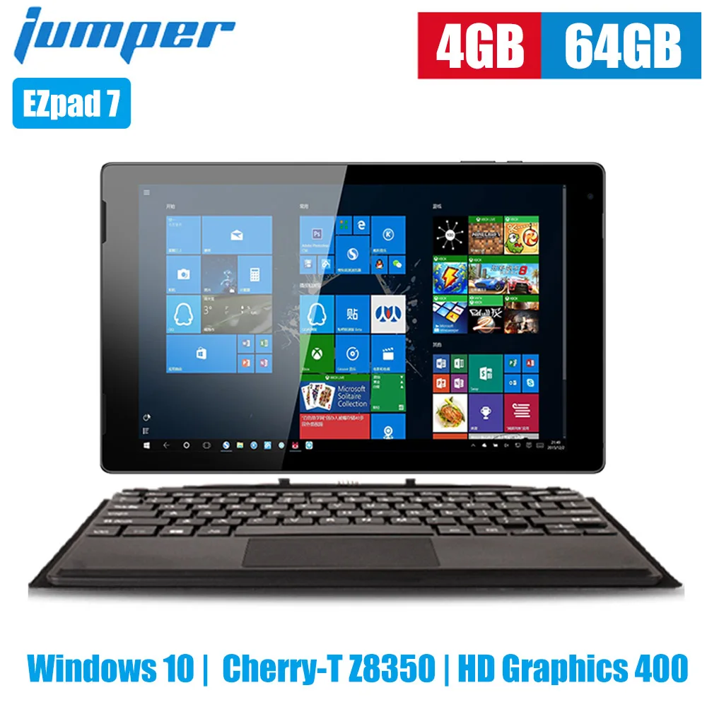 Jumper EZpad 7 2 в 1 планшетный ПК 10,1 дюймов Windows 10 Cherry-T Z8350 четырехъядерный 1,44 ГГц 4 Гб 64 Гб eMMC 6500 мАч планшет с клавиатурой