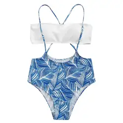 2019 Stroj Kapielowy женский синий купальный костюм бикини набор бразильский с подкладом слинг купальники Повседневная пляжная одежда # NW