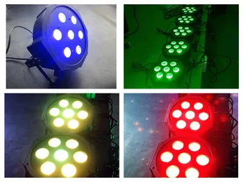 

10pcs/Lot, ADJ IEC power IN/OUT LED par 7x9W RGB 3in1 triple Flat Par38 Slim Can Light mini DJ Stage Lights Disco Club Bar