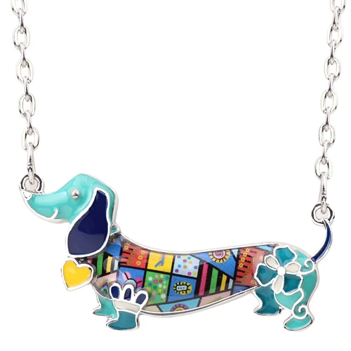 BONSNY Enamel Alloy Rhinestone Chicken Necklace Hen