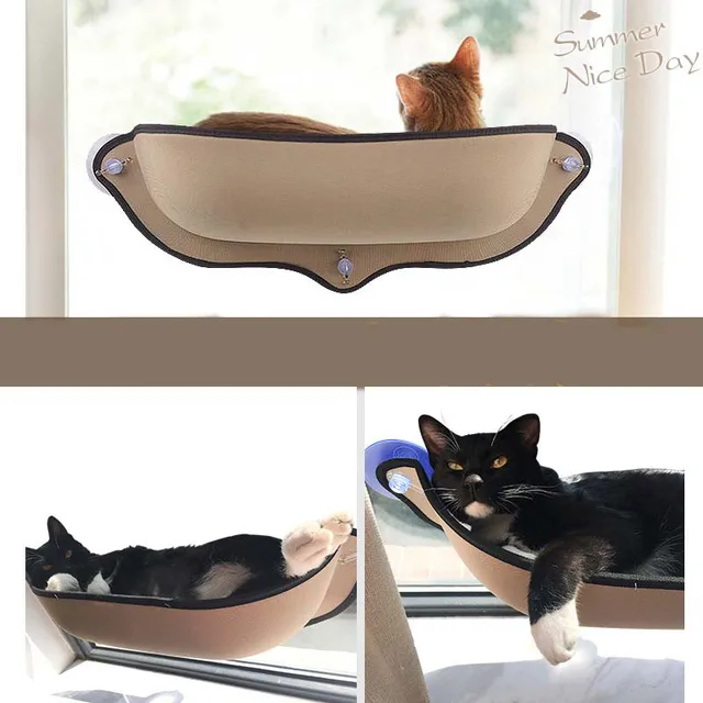 Removable Cat Window Bed Ultimate Sunbathing Cat Window Mounted Cat Hammock Bed Cat Lounger Perch Cushion Hanging Shelf Seat