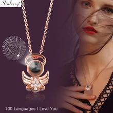 SINLEERY Очаровательное ожерелье с подвеской в виде ангела, розовое золото, серебро, 100 язык, Ожерелье I LOVE YOU, Женская Модная бижутерия XL589 SSB