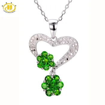

Hutang Natural Chrome Diopside Pendant 925 Sterling Silver Flower Necklace Green Gemstone Fine Jewelry Hutang